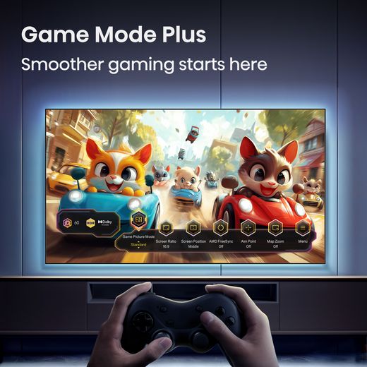 Hisense 55" 4K Ultra HD DLED Smart TV - annotation - game mode shot