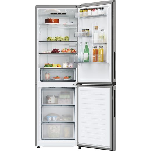 Hoover H-COMBI 300 60/40 Total No Frost Fridge Freezer - Stainless Steel Effect - Front with door open shot