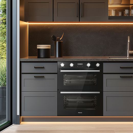 Hisense Built Under Electric Double Oven - Black - Oven under counter shot