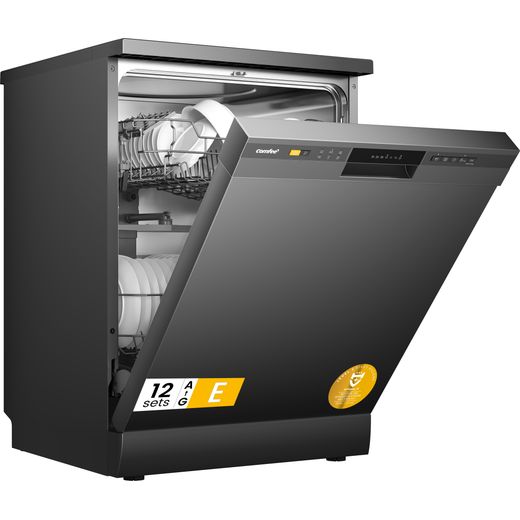 Comfee Standard Dishwasher - Black - Right perspective door open