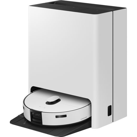 Samsung Robotic Vacuum Cleaner - White - Left perspective in storage case