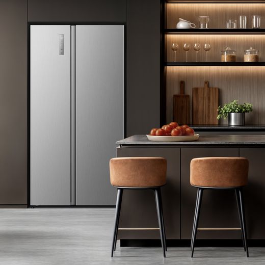 Hisense American Fridge Freezer - Stainless Steel - Fridge freezer in kitchen