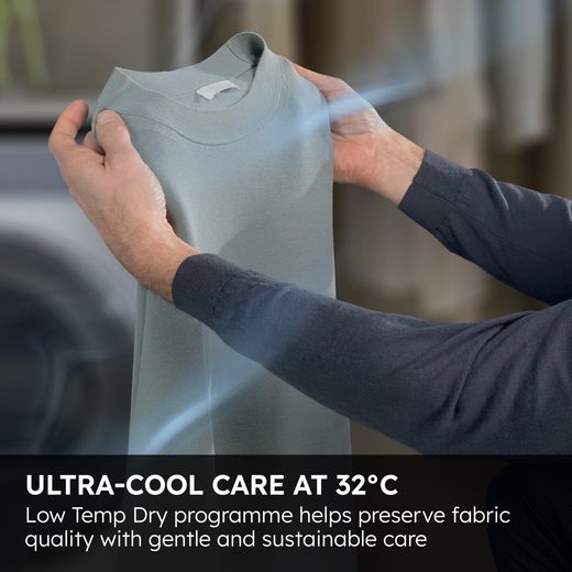 Haier X Series 5 HD80-D357GU1-UK Wifi Connected 8Kg Heat Pump Tumble Dryer - Graphite - Annotation - Low temp programme shot
