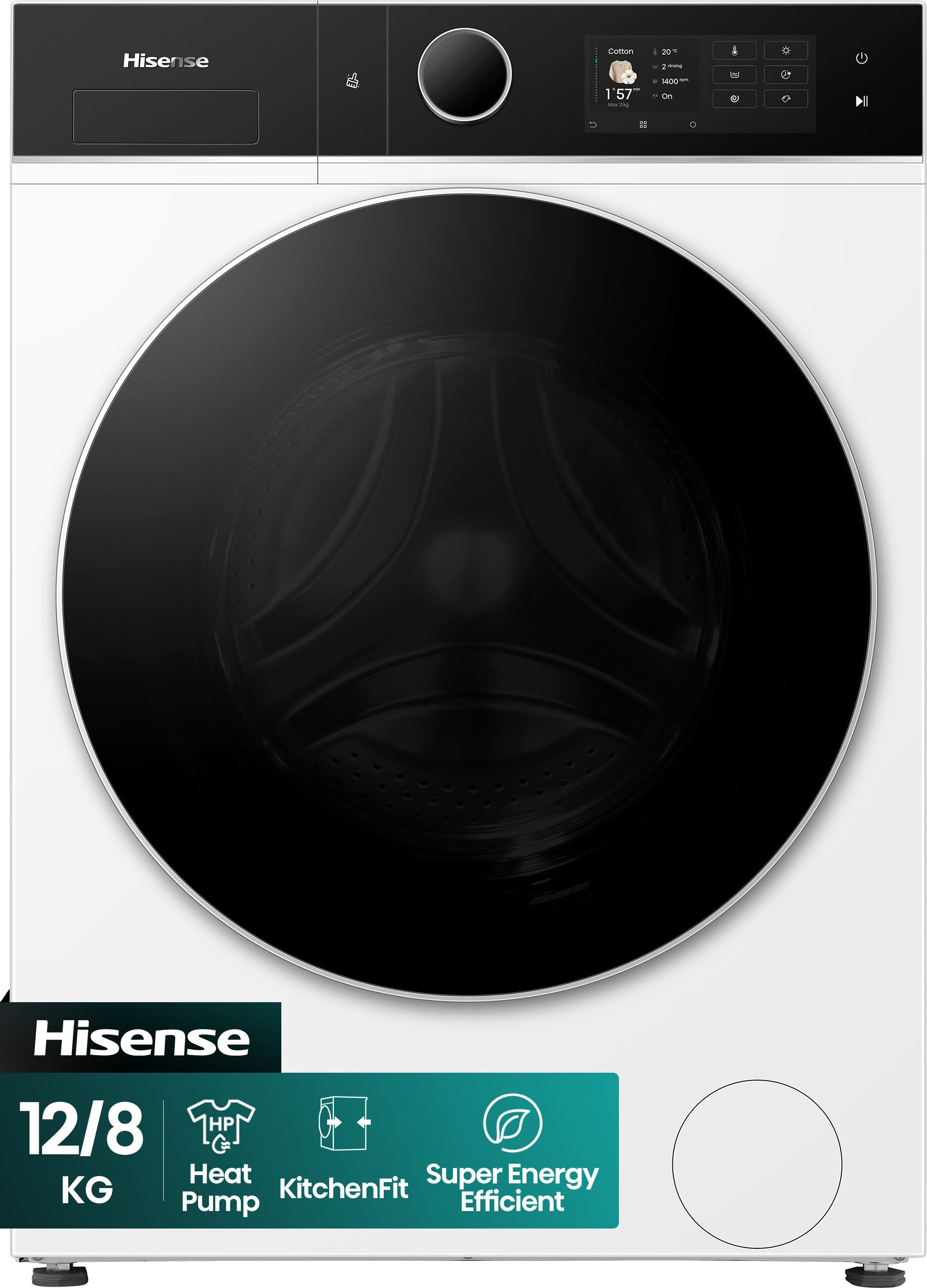 Hisense - WD5I1245BWRH - Washer Dryer - 12Kg/8Kg - 1400 rpm - White