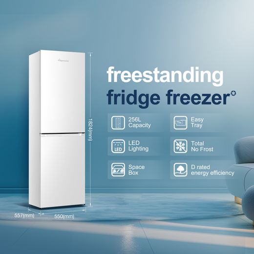 Fridgemaster MC55251D 182cm 50/50 No Frost Fridge Freezer - White - Annotation - feature shot 