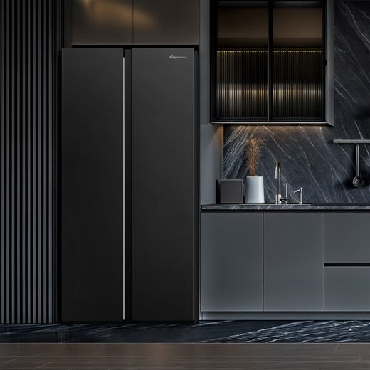 Fridgemaster American Fridge Freezer - Black - Fridge freezer in kitchen