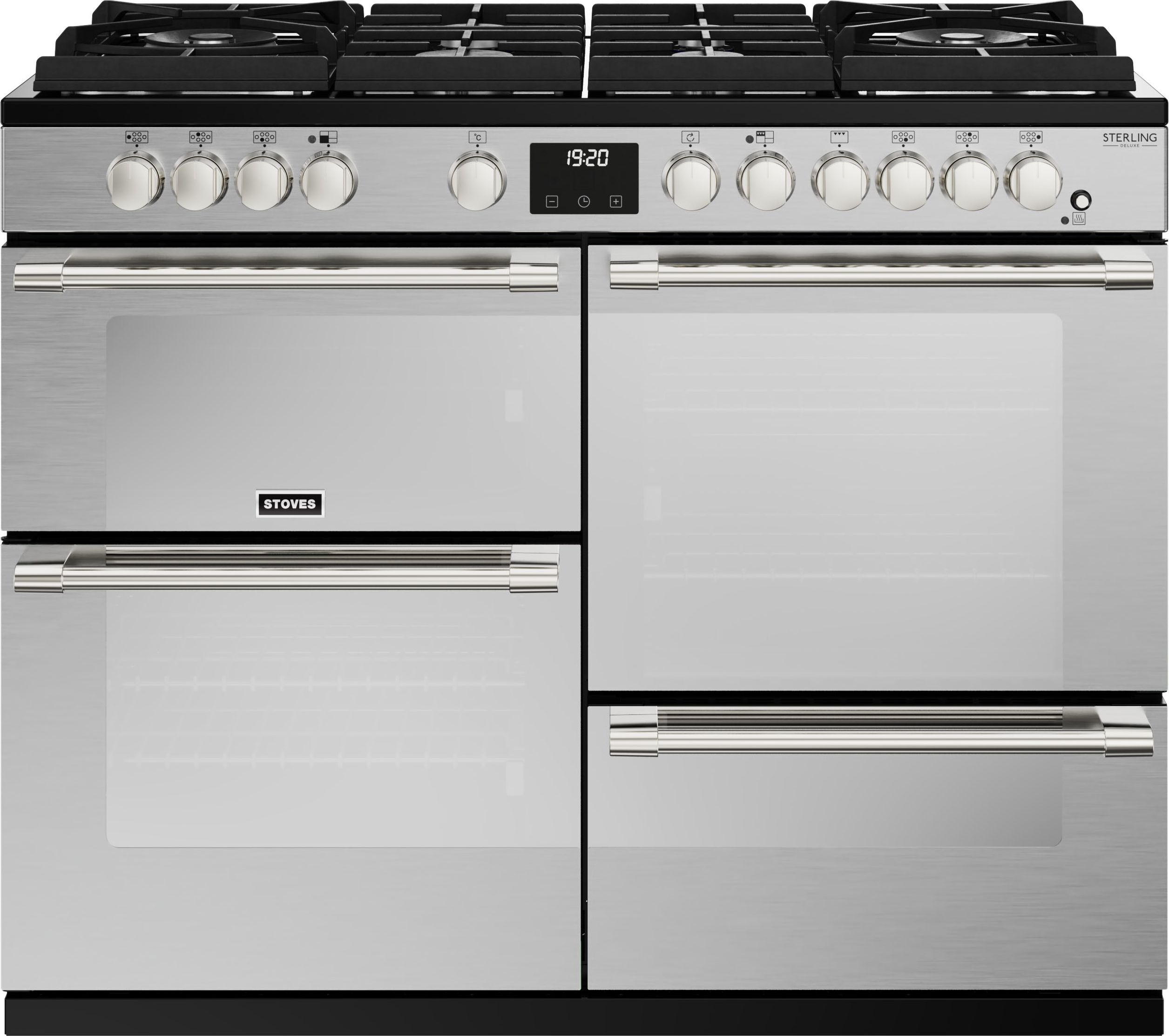 Stoves Sterling Deluxe ST DX STER D1100DF GTG SS 110cm Dual Fuel Range Cooker - Stainless Steel - A/A/A Rated, Stainless Steel