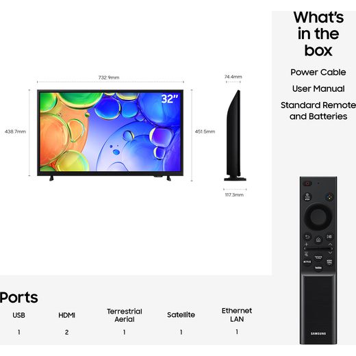 Samsung 32" Full HD QLED Smart TV - Dimensions