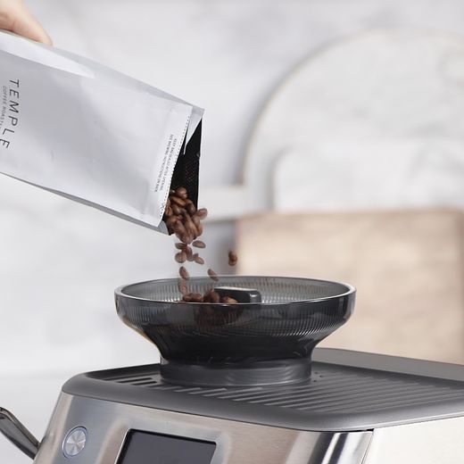 Sage The Barista Touch™ Impress with Cold Brew Espresso Coffee Machine - Stainless Steel - Putting more beans into hopper