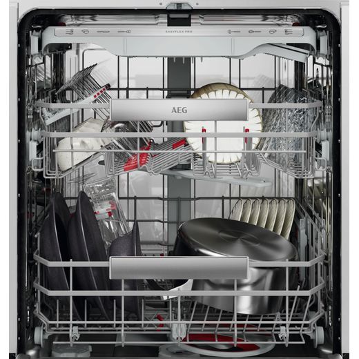 AEG Fully Integrated Standard Dishwasher - White - close up inside shot