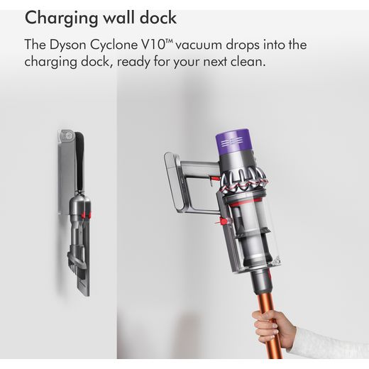 Dyson V10 Submarine Wet and Dry Cleaner - Blue / Silver - Annotation - Charging wall dock