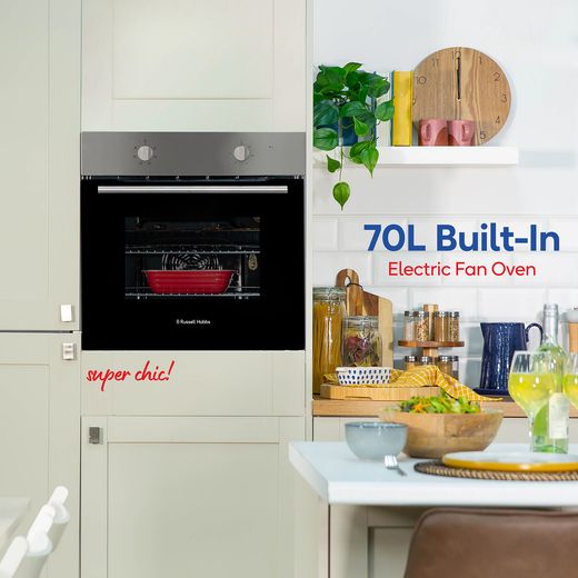 Russell Hobbs RHFEO7004SS/02 Built In Electric Single Oven - Stainless Steel - Annotation - capacity shot