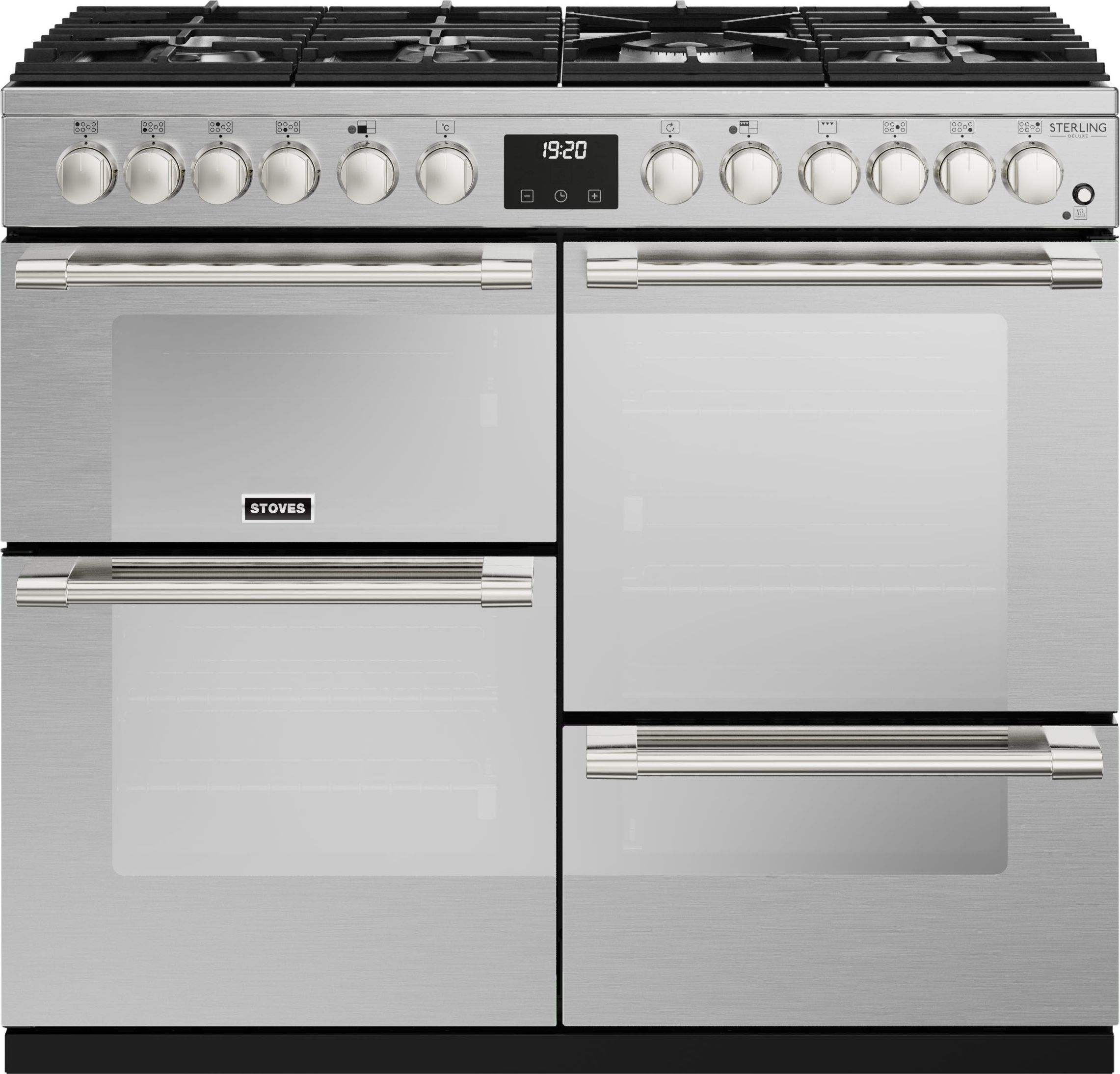 Stoves Sterling Deluxe ST DX STER D1000DF SS 100cm Dual Fuel Range Cooker - Stainless Steel - A Rated, Stainless Steel