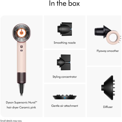 Dyson Supersonic™ Nural™ Straight+Wavy Hair Dryer - Ceramic Pink / Rose Gold - Annotation - What's in the box