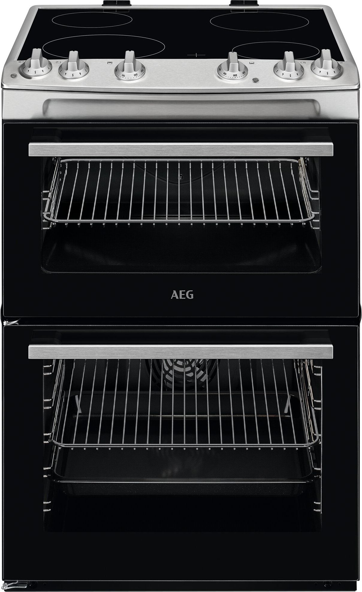 Image of AEG CCX6501ACM 60cm Wide Double Oven Electric Cooker with Ceramic Hob - Stainless Steel - A Rated, Stainless Steel