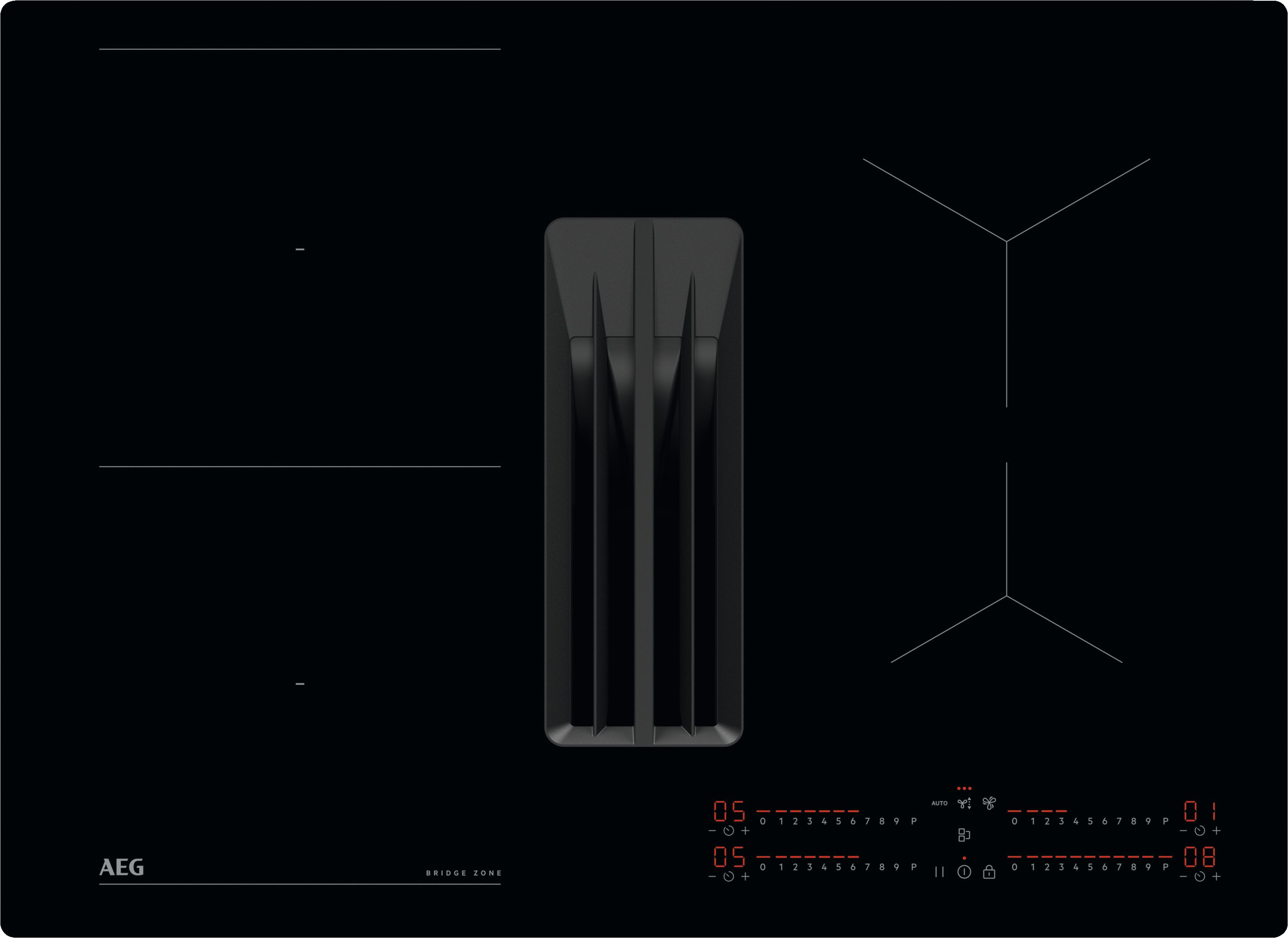 Image of AEG 6000 Series TCH74B01CB 70cm Induction Extractor Hob - Black - For Ducted/Recirculating Ventilation, Black