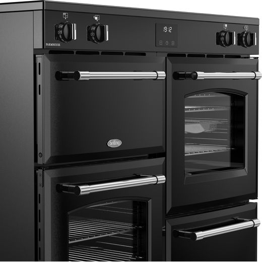 Belling Farmhouse 100Ei 100cm Electric Range Cooker with Induction Hob - Black - Right perspective shot
