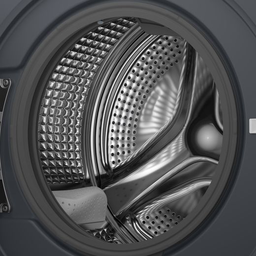 Haier X9 HW120-B14387GUUK 12kg Washing Machine with 1400 rpm - Graphite - Close up drum shot