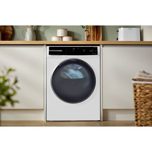 Bosch Series 8 WRB247C9GB 9Kg Heat Pump Tumble Dryer - White - machine in kitchen shot