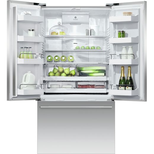 Fridge Freezer French Door 900mm, Stainless Steel - Ice & Water, WiFi, compatible with SmartHQ App - Front with door open shot