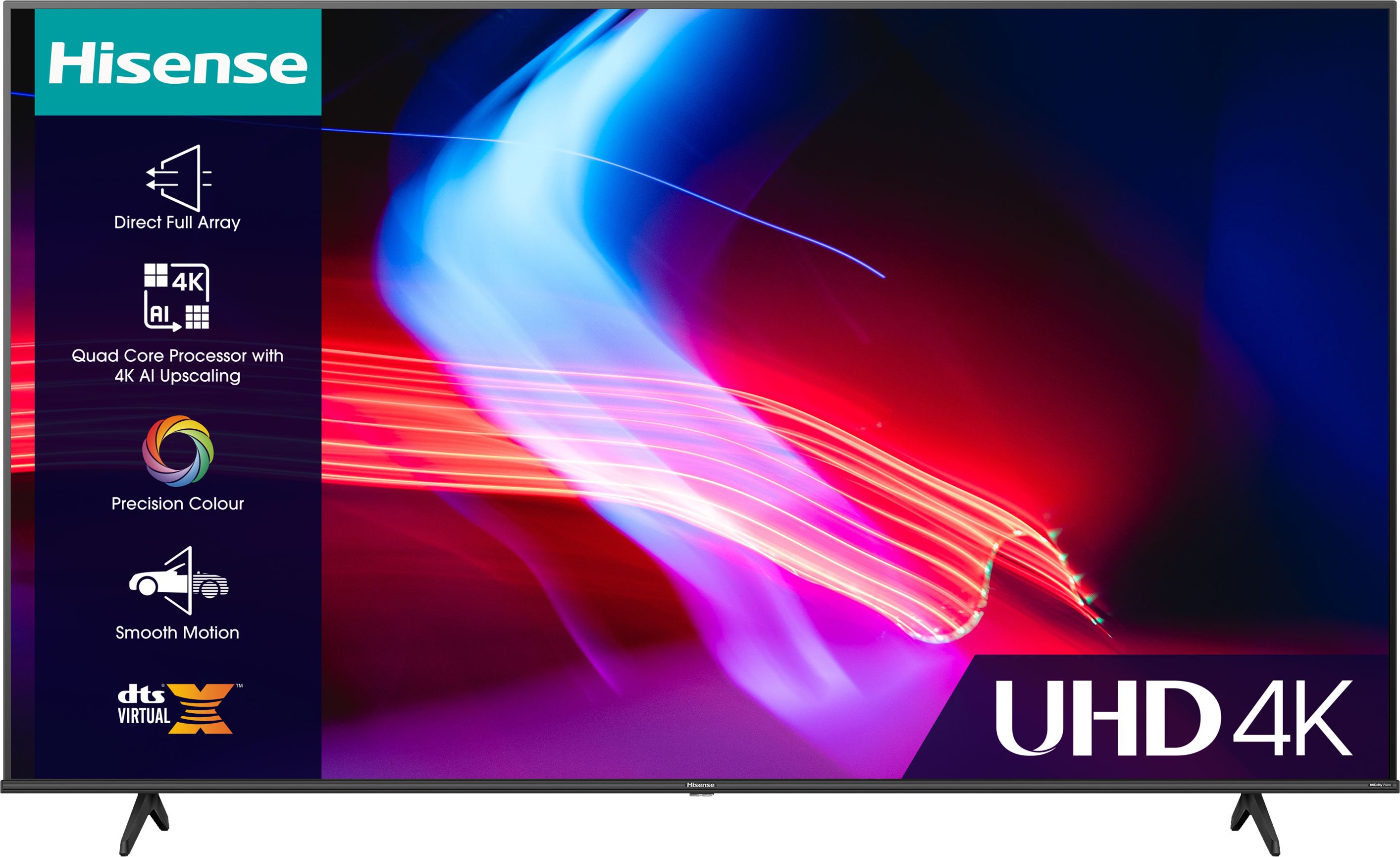 Hisense A6K 43" 4K Ultra HD Smart TV - 43A6KTUK, Black