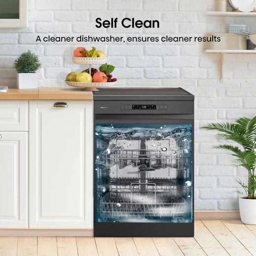 Hisense Standard Dishwasher - Black - Annotation - Self clean