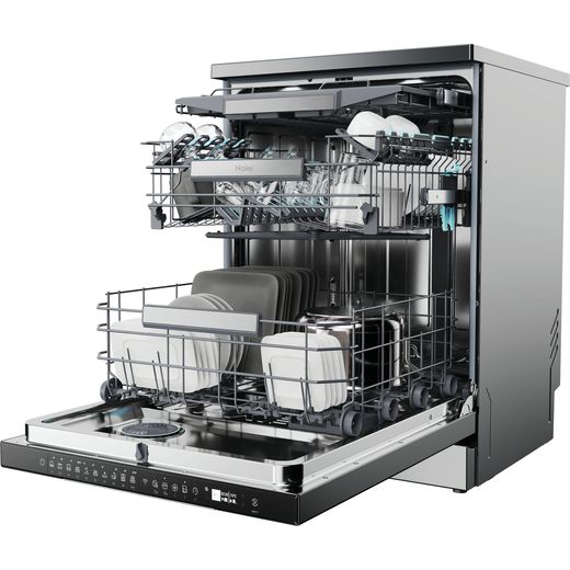 Haier i-Pro Series 7 Integrated Standard Dishwasher - Graphite - Left perspective with door open shot