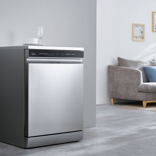 Midea Standard Dishwasher - Stainless Steel - Dishwasher in room shot
