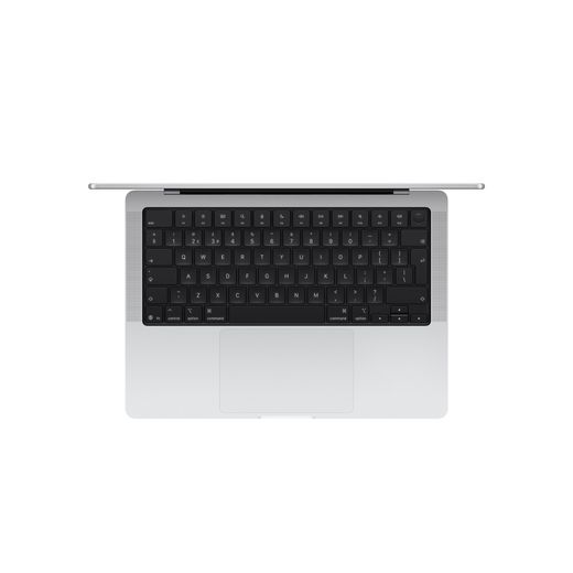 Apple MacBook Pro, M5, 32GB RAM, 10 Core GPU, 512GB, 2025 - Silver - Keyboard view shot