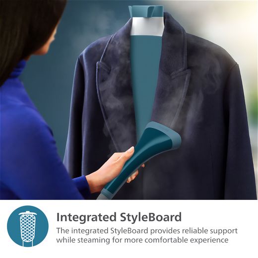 Philips STE1040/20 Handheld Garment Steamer - Green - Annotation - Style board shot