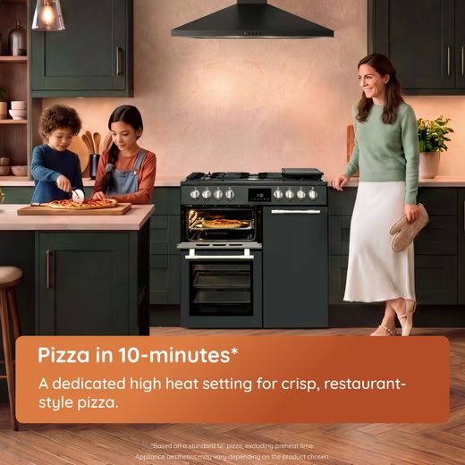 Hotpoint RH100CA21B 100cm wide Electric Range Cooker with Ceramic Hob - Black - annotation - pizza mode