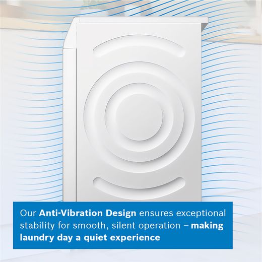 Bosch Series 4 WTH85225GB 8Kg Heat Pump Tumble Dryer - White - Annotation - Anti vibration
