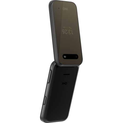 HMD 2660 Flip 128MB Flip Smart Phone in Cosy Black - Back right perpsective shot