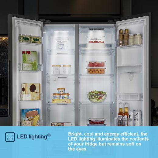 Fridgemaster American Fridge Freezer - Black - Annotation - LED lighting