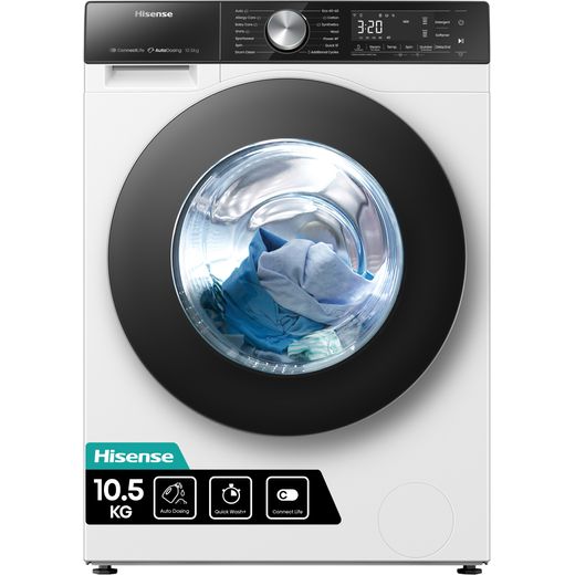 Hisense WF5S1045BW 10kg Washing Machine with 1400 rpm - White - Front shot
