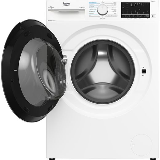 Beko UltraFast RecycledTub® 10Kg / 6Kg Washer Dryer - White - Front with door open shot