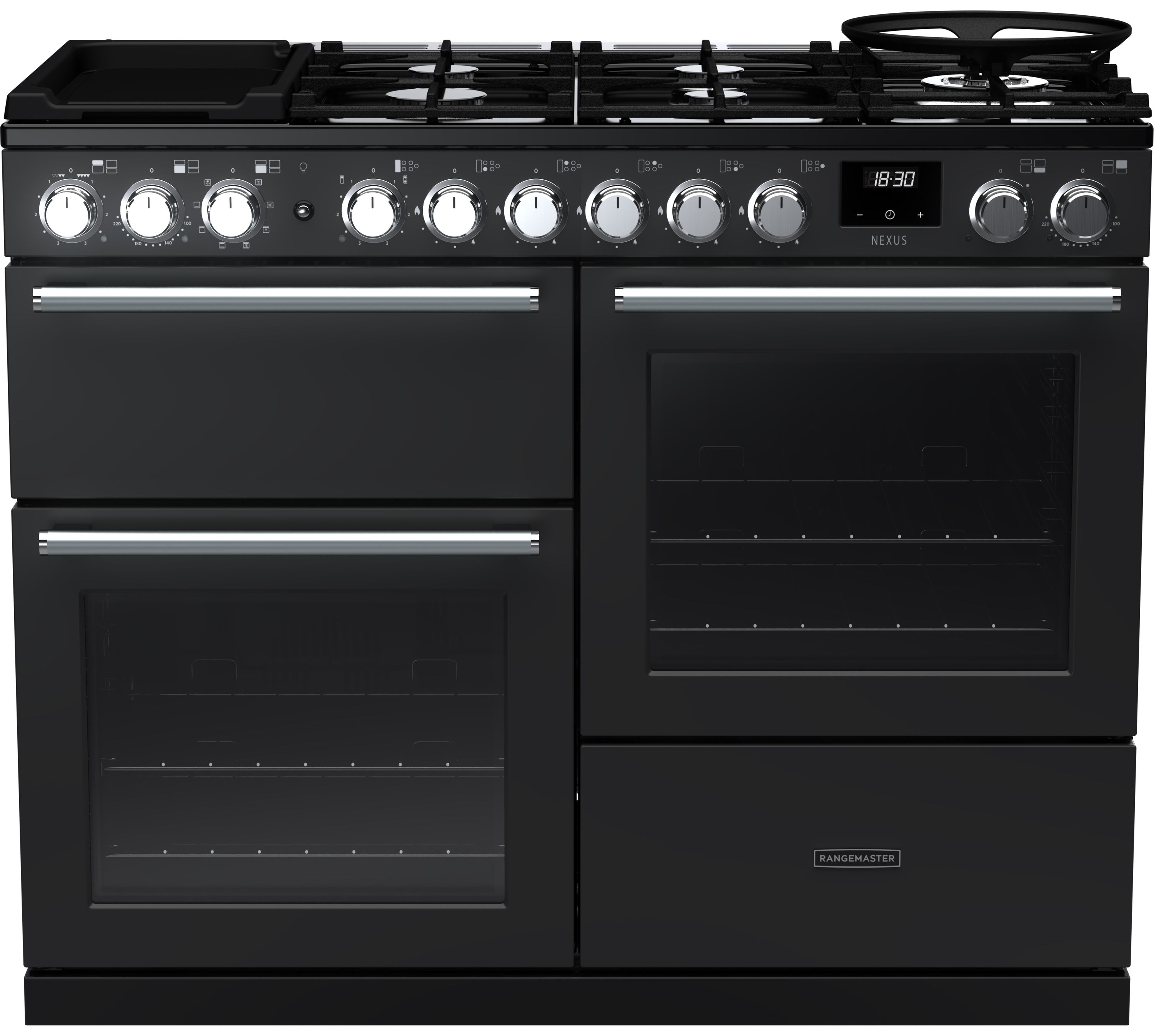 Rangemaster Nexus 110cm Gas Hob Electric Range Cooker - Charcoal Black