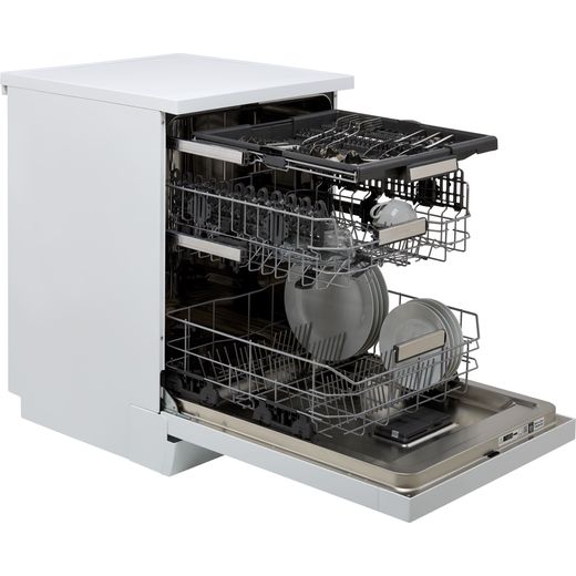 Hotpoint Standard Dishwasher - White - Door open and racks out