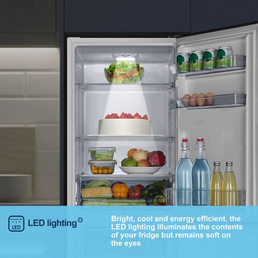 Fridgemaster MC55240E 174cm 50/50 Fridge Freezer - White - Annotation - LED lighting