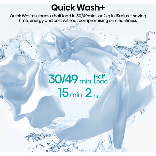 Hisense KitchenFit 3i Series WF3I9043BWFS2 9kg WiFi Connected Washing Machine with 1400 rpm - White - annotation - quick wash plus shot