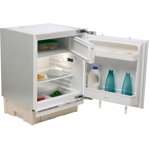 Indesit INBUF011 Integrated Under Counter 82cm Fridge - Fixed Door Hinge Kit - White - Door open