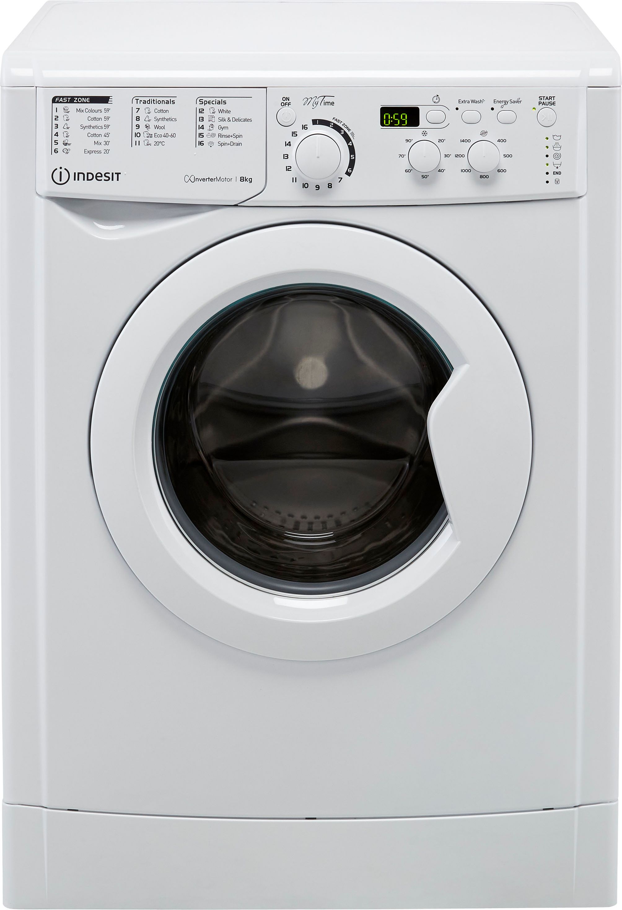 Indesit My Time EWD81483WUKN 8kg Washing Machine with 1400 rpm - White - D Rated, White