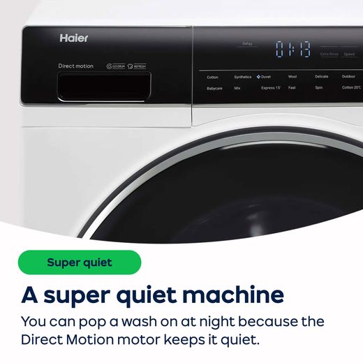 Haier HW110-BD14397U1 11kg Washing Machine with 1400 rpm - White - AO Annotation - Direct-Motion-Motor