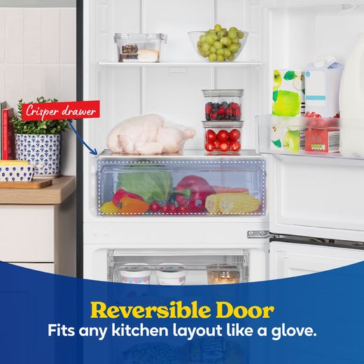 Russell Hobbs RH181TNF552E1BWD 181cm 60/40 Frost Free Fridge Freezer - Black - Annotation - reversible door shot