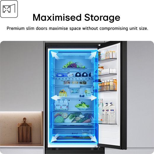 LG GBBSJ10EEP 186cm No Frost Fridge Freezer - Matte Black  - Annotation - Maximised space shot