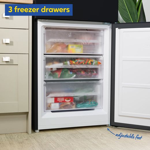 Russell Hobbs Frost Free Fridge Freezer - Black - Annotation - 3 freezer drawers