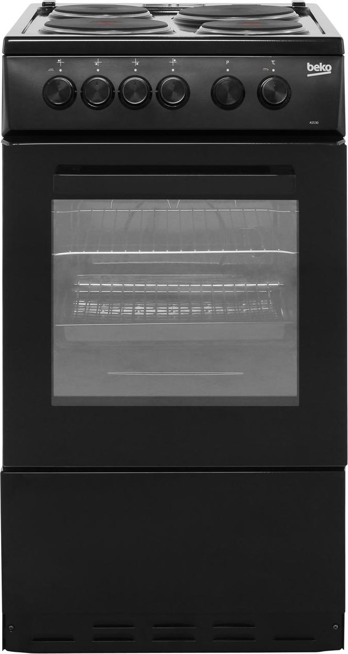 Beko AS530K 50cm Electric Cooker with Solid Plate Hob - Black - A Rated, Black
