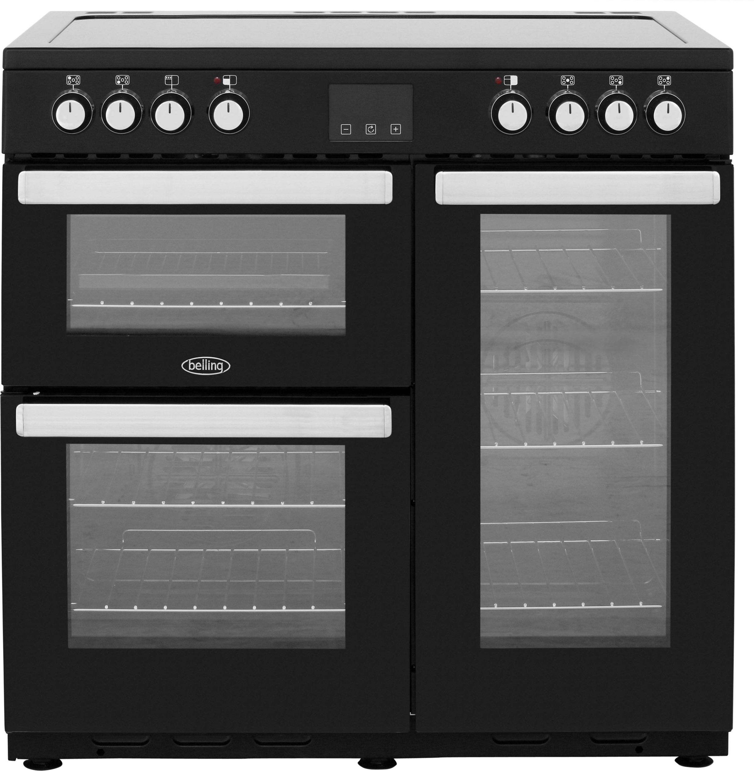 Belling Cookcentre90E 90cm Electric Range Cooker with Ceramic Hob - Black - A/A Rated, Black