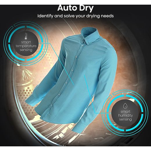Hisense 3S Series DH3S802BT2 Wifi Connected Heat Pump Tumble Dryer - Titanium - Annotation - Auto Dry