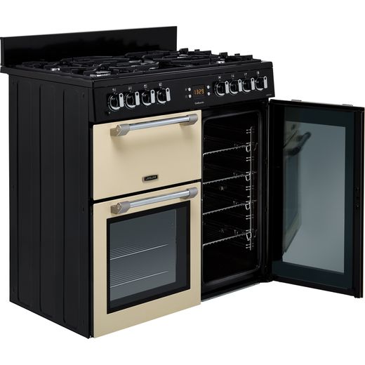 Leisure Cookmaster 90cm Dual Fuel Range Cooker - Cream - Right perspective with door open shot